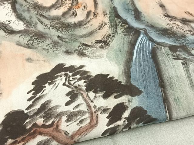 平和屋着物■男性　長襦袢　袷　重ね山風景文　正絹　逸品　BAAY5691yc