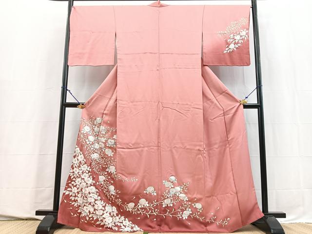 平和屋着物■訪問着　草花文　暈し染め　正絹　逸品　BAAY5693yc