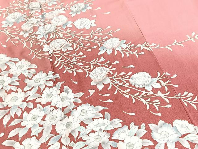 平和屋着物■訪問着　草花文　暈し染め　正絹　逸品　BAAY5693yc