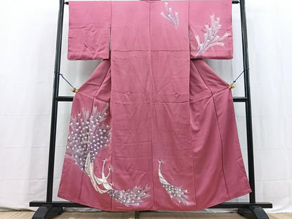 平和屋着物■訪問着　孔雀　金彩　正絹　逸品　BAAY5695yc