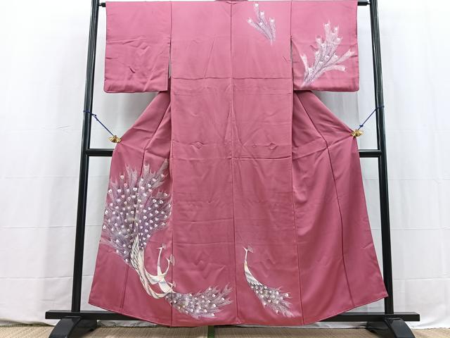 平和屋着物■訪問着　孔雀　金彩　正絹　逸品　BAAY5695yc