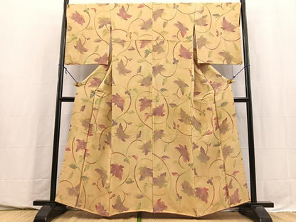 平和屋着物■上質な小紋　地紋起こし　花唐草文　暈し染め　正絹　逸品　BAAY5697yc