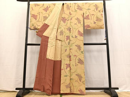 平和屋着物■上質な小紋　地紋起こし　花唐草文　暈し染め　正絹　逸品　BAAY5697yc