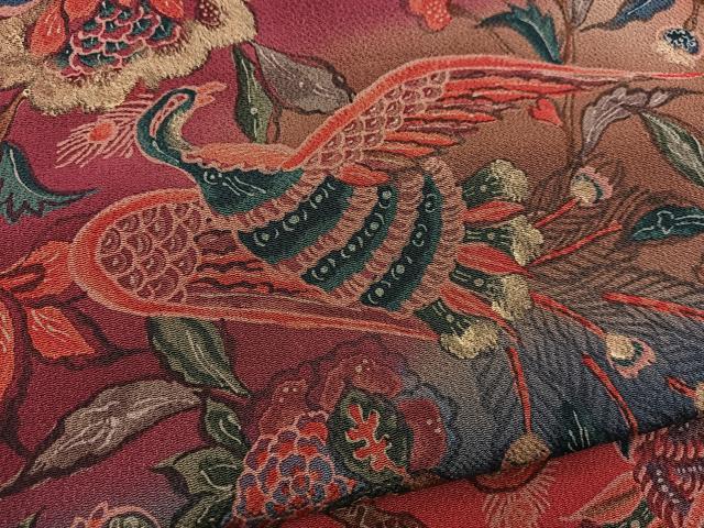 平和屋着物■上質な小紋　鳳凰更紗花文　暈し染め　金彩　正絹　逸品　未使用　BAAY5698yc