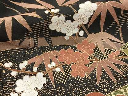 平和屋着物■豪華黒留袖　駒刺繍　松竹梅束ね熨斗文　金彩　正絹　逸品　BAAY5703yc