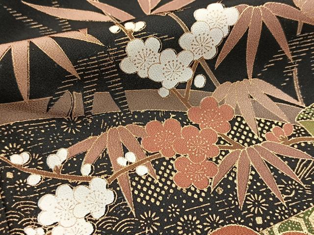 平和屋着物■豪華黒留袖　駒刺繍　松竹梅束ね熨斗文　金彩　正絹　逸品　BAAY5703yc