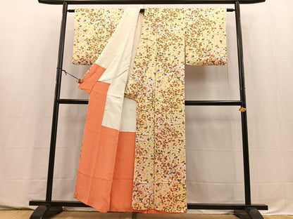 平和屋着物■上質な小紋　エ霞花文　正絹　逸品　BAAY5704yc