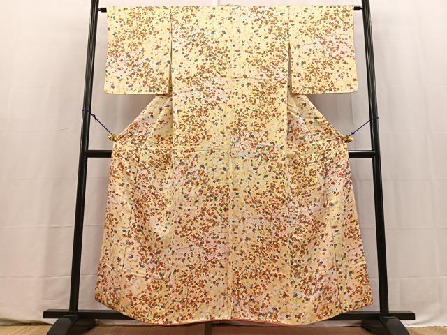 平和屋着物■上質な小紋　エ霞花文　正絹　逸品　BAAY5704yc