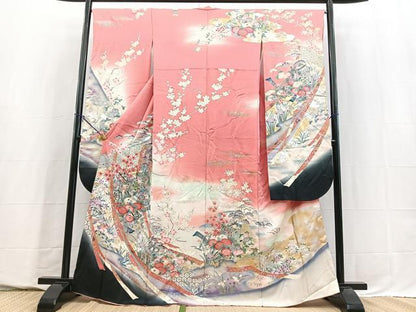 平和屋着物■豪華振袖　吉祥花文　暈し染め　金銀彩　正絹　逸品　BAAY5705yc