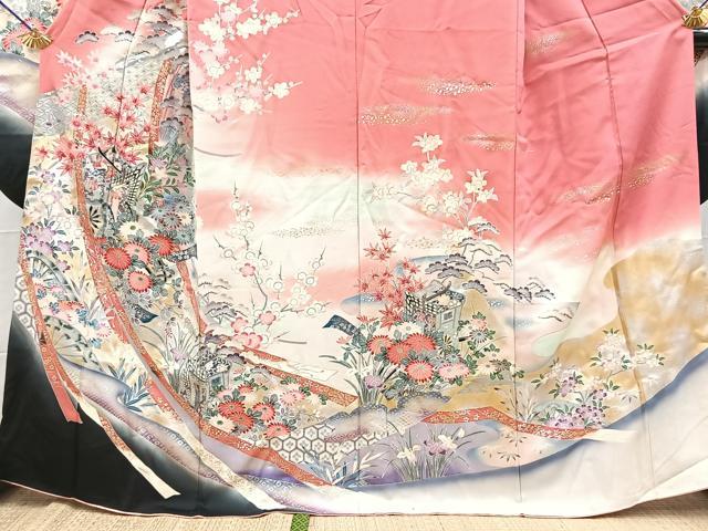平和屋着物■豪華振袖　吉祥花文　暈し染め　金銀彩　正絹　逸品　BAAY5705yc