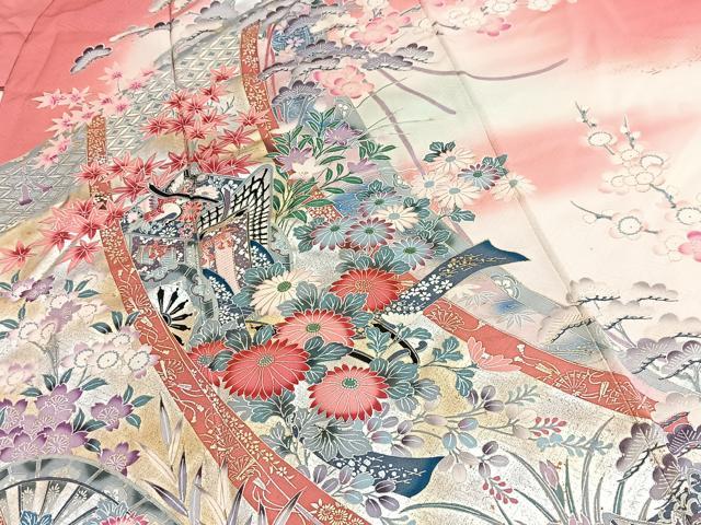 平和屋着物■豪華振袖　吉祥花文　暈し染め　金銀彩　正絹　逸品　BAAY5705yc
