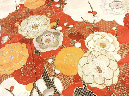 平和屋着物■豪華振袖　駒刺繍　枝梅文　金彩　正絹　逸品　BAAY5706yc