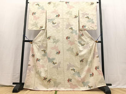 平和屋着物■上質な小紋　舞蝶文　正絹　逸品　BAAY5708yc