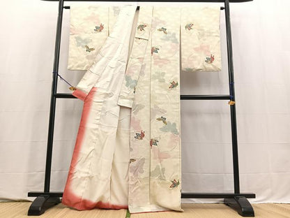 平和屋着物■上質な小紋　舞蝶文　正絹　逸品　BAAY5708yc