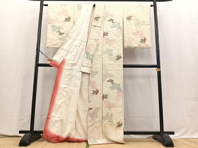 平和屋着物■上質な小紋　舞蝶文　正絹　逸品　BAAY5708yc