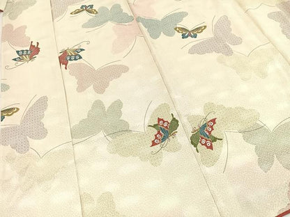 平和屋着物■上質な小紋　舞蝶文　正絹　逸品　BAAY5708yc
