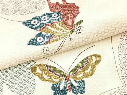 平和屋着物■上質な小紋　舞蝶文　正絹　逸品　BAAY5708yc