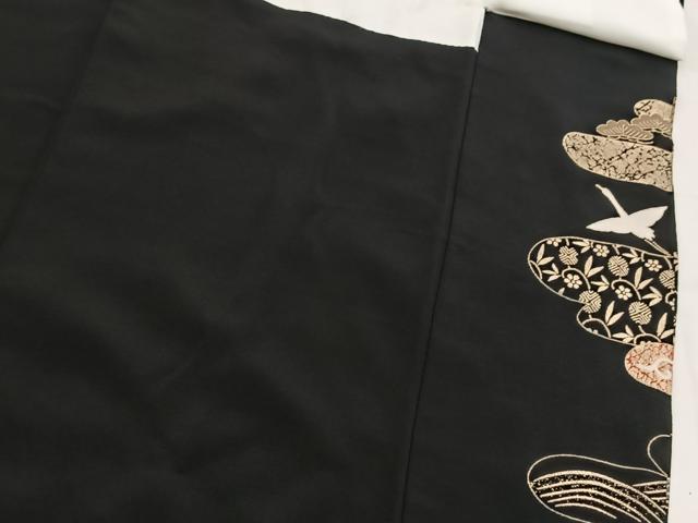 平和屋着物■豪華黒留袖　駒刺繍　飛鶴吉祥花文　金銀彩　正絹　逸品　BAAY5709yc