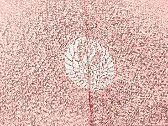 平和屋着物■上質な色無地　花唐草地紋　紅梅色　ロング丈　正絹　逸品　BAAY5710yc