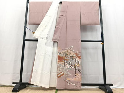 平和屋着物■豪華色留袖　作家物　渡り橋花文　金銀彩　正絹　逸品　BAAY5713yc