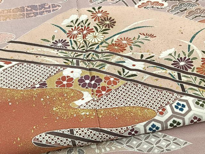 平和屋着物■豪華色留袖　作家物　渡り橋花文　金銀彩　正絹　逸品　BAAY5713yc
