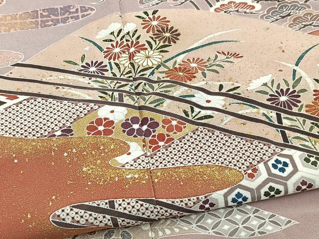 平和屋着物■豪華色留袖　作家物　渡り橋花文　金銀彩　正絹　逸品　BAAY5713yc