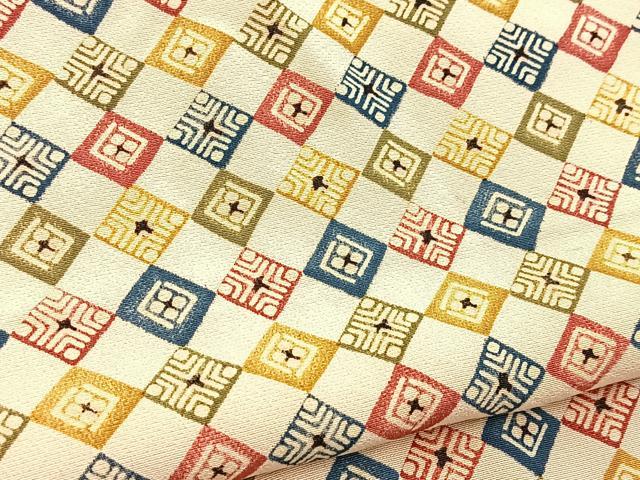 平和屋着物■上質な小紋　型染め　幾何学文様　正絹　逸品　BAAY5714yc