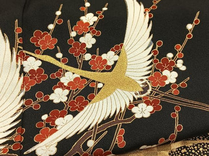 平和屋着物■豪華黒留袖　作家物　飛鶴平安人物文　金彩　正絹　逸品　BAAY5716yc
