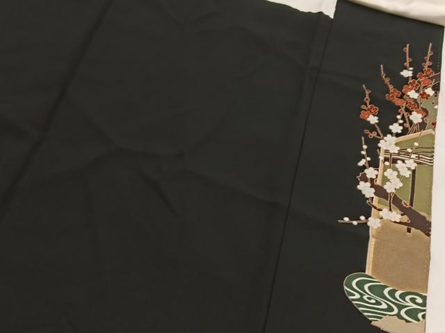 平和屋着物■豪華黒留袖　作家物　飛鶴平安人物文　金彩　正絹　逸品　BAAY5716yc