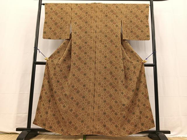 平和屋着物■上質な小紋　更紗花鳥文　正絹　逸品　BAAY5717yc