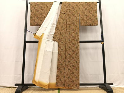 平和屋着物■上質な小紋　更紗花鳥文　正絹　逸品　BAAY5717yc