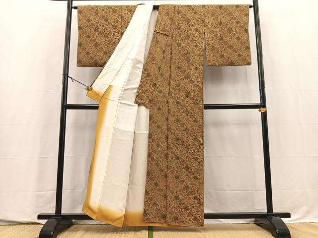 平和屋着物■上質な小紋　更紗花鳥文　正絹　逸品　BAAY5717yc