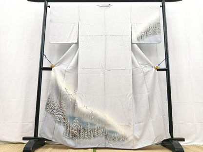平和屋着物■訪問着　飛鶴樹林文　暈し染め　正絹　逸品　BAAY5721yc