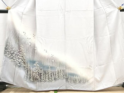 平和屋着物■訪問着　飛鶴樹林文　暈し染め　正絹　逸品　BAAY5721yc