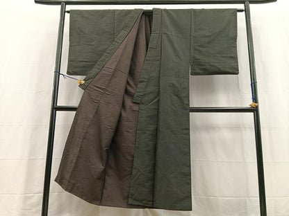 平和屋着物■男性　紬　網代文　正絹　逸品　BAAY5723yc
