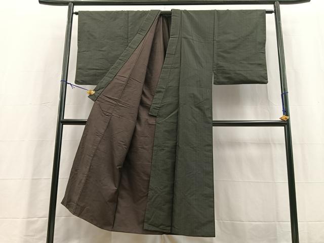 平和屋着物■男性　紬　網代文　正絹　逸品　BAAY5723yc