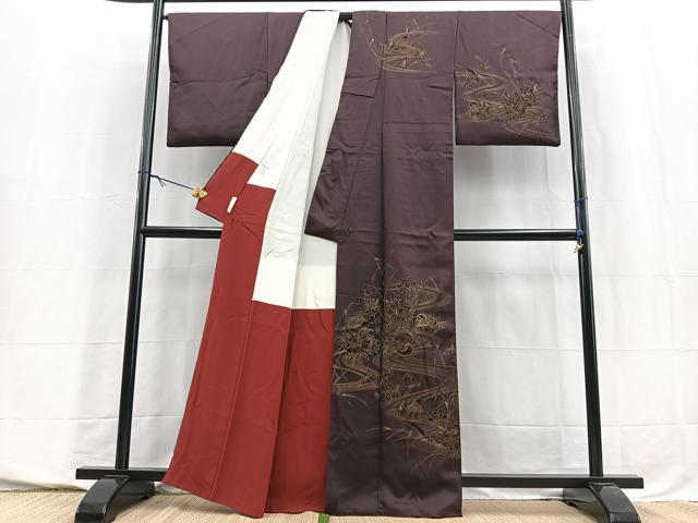 平和屋着物■訪問着　駒刺繍　鴛鴦花文　正絹　逸品　BAAY5725yc
