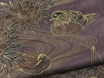 平和屋着物■訪問着　駒刺繍　鴛鴦花文　正絹　逸品　BAAY5725yc