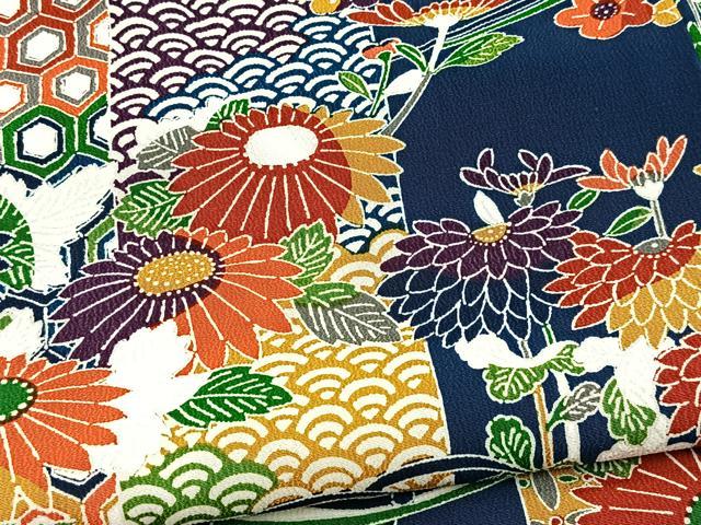 平和屋着物■上質な小紋　型染め　流水吉祥花文　正絹　逸品　BAAY5727yc