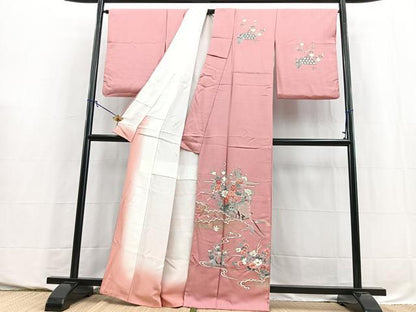 平和屋着物■訪問着　刺繍　御所車花文　金彩　正絹　逸品　BAAY5728yc