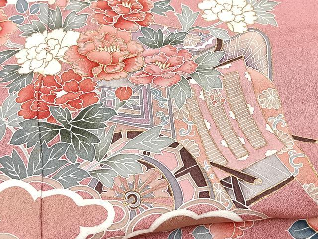 平和屋着物■訪問着　刺繍　御所車花文　金彩　正絹　逸品　BAAY5728yc