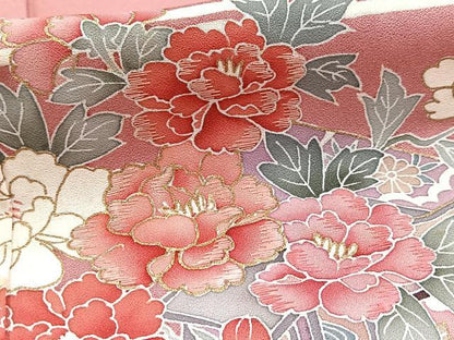 平和屋着物■訪問着　刺繍　御所車花文　金彩　正絹　逸品　BAAY5728yc