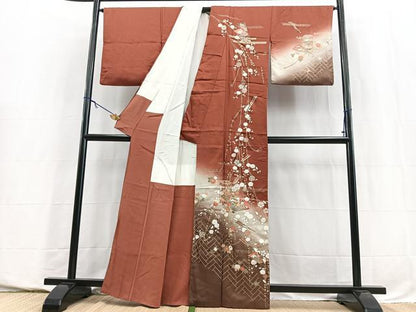 平和屋着物■訪問着　駒刺繍　吉祥花文　暈し染め　金彩　正絹　逸品　BAAY5729yc