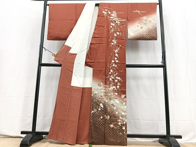 平和屋着物■訪問着　駒刺繍　吉祥花文　暈し染め　金彩　正絹　逸品　BAAY5729yc