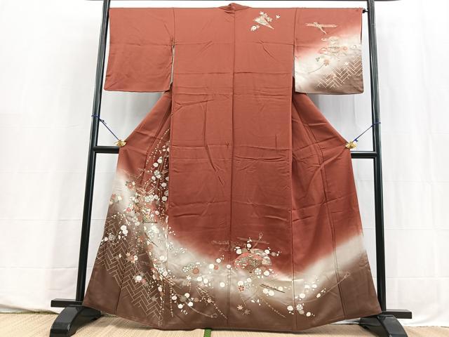 平和屋着物■訪問着　駒刺繍　吉祥花文　暈し染め　金彩　正絹　逸品　BAAY5729yc
