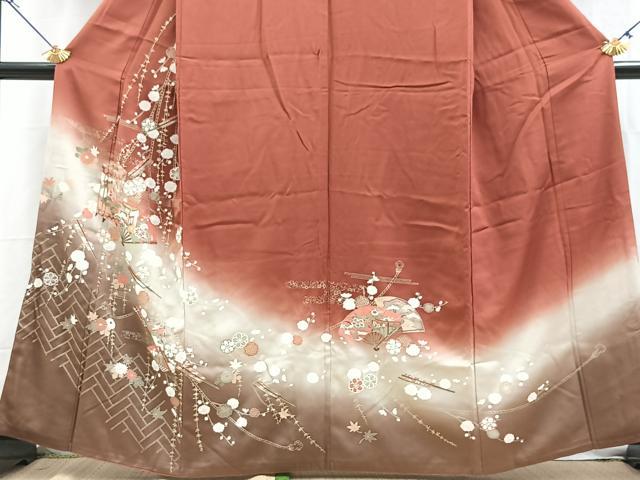 平和屋着物■訪問着　駒刺繍　吉祥花文　暈し染め　金彩　正絹　逸品　BAAY5729yc