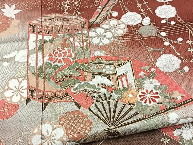 平和屋着物■訪問着　駒刺繍　吉祥花文　暈し染め　金彩　正絹　逸品　BAAY5729yc