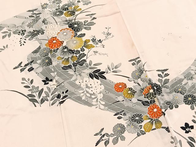平和屋着物■訪問着　刺繍　風景花文　金彩　正絹　逸品　BAAY5734yc