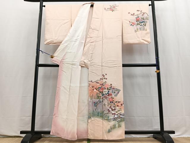 平和屋着物■訪問着　地紙花鳥文　暈し染め　金彩　正絹　逸品　BAAY5735yc