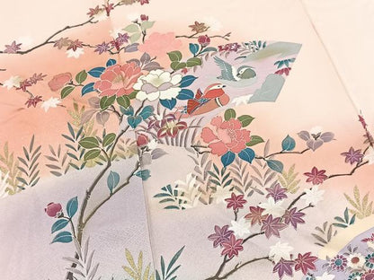 平和屋着物■訪問着　地紙花鳥文　暈し染め　金彩　正絹　逸品　BAAY5735yc